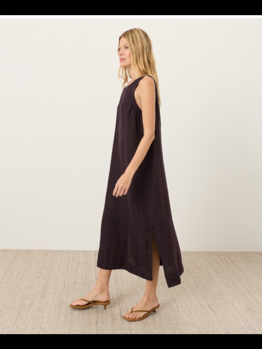 PACT 💯 Linen Sleeveless Maxi Dress in Dark Plum